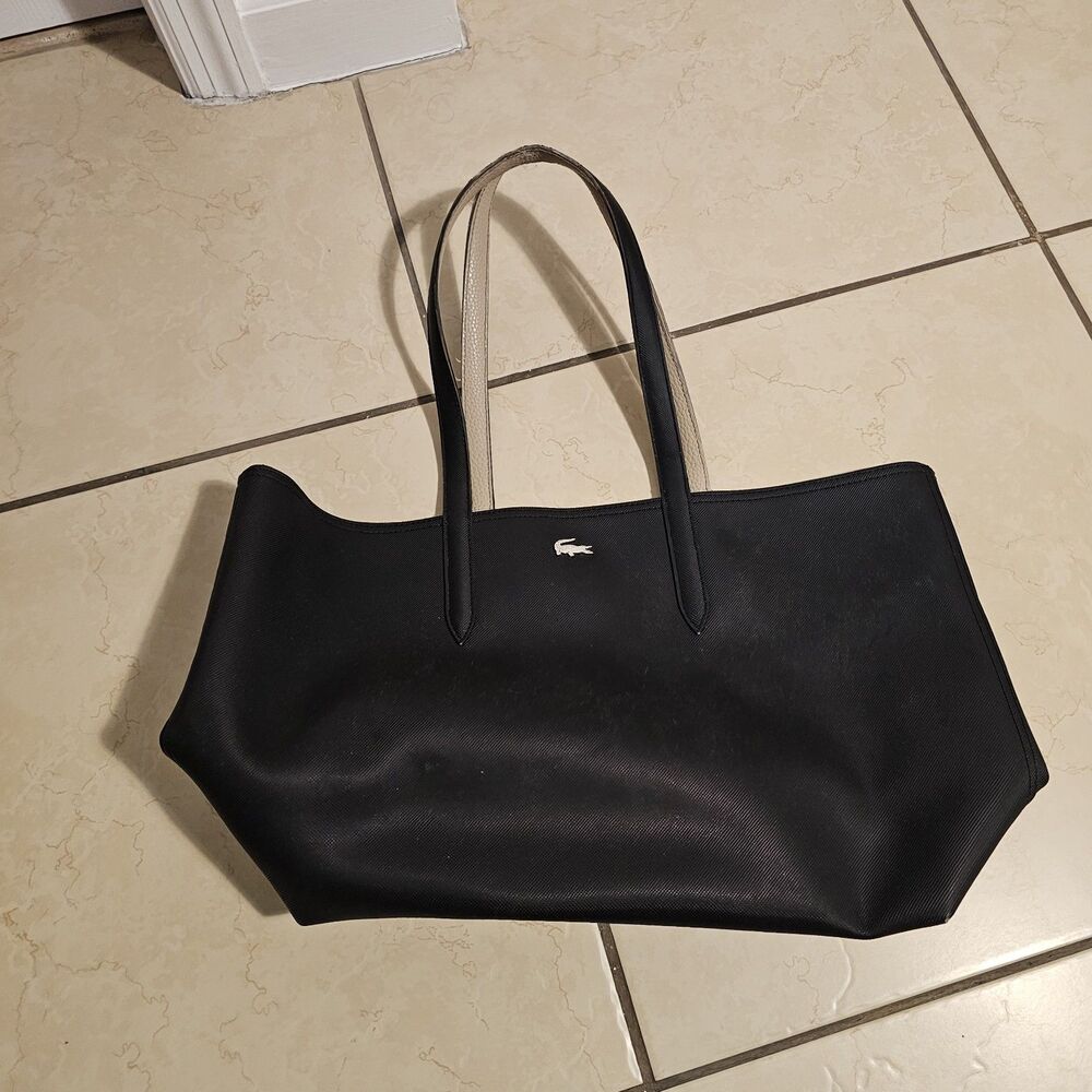 Lacoste Anna Reversible Two-Tone Tote Bag - Women's Black And Beige